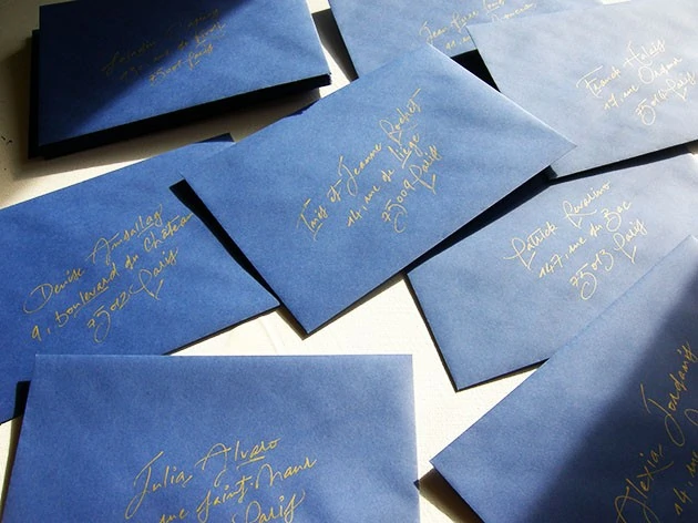 enveloppe de mariage, calligraphie enveloppes, calligraphe paris