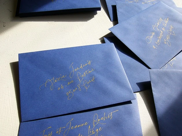 enveloppe de mariage, calligraphie enveloppes, calligraphe paris