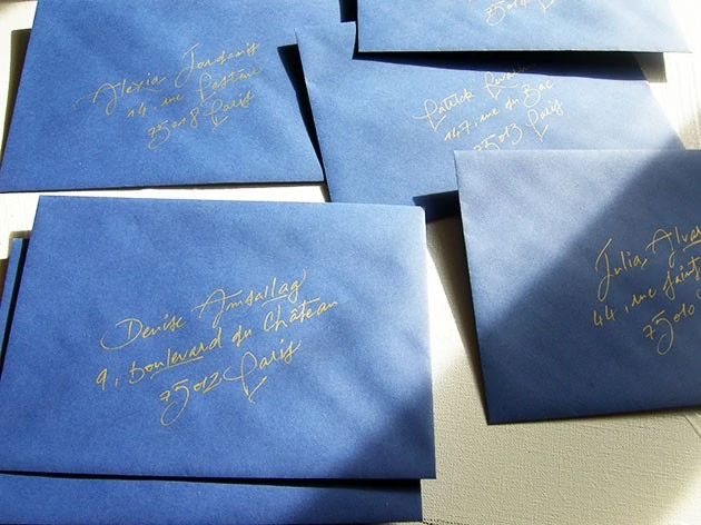 enveloppe de mariage, calligraphie enveloppes, calligraphe paris